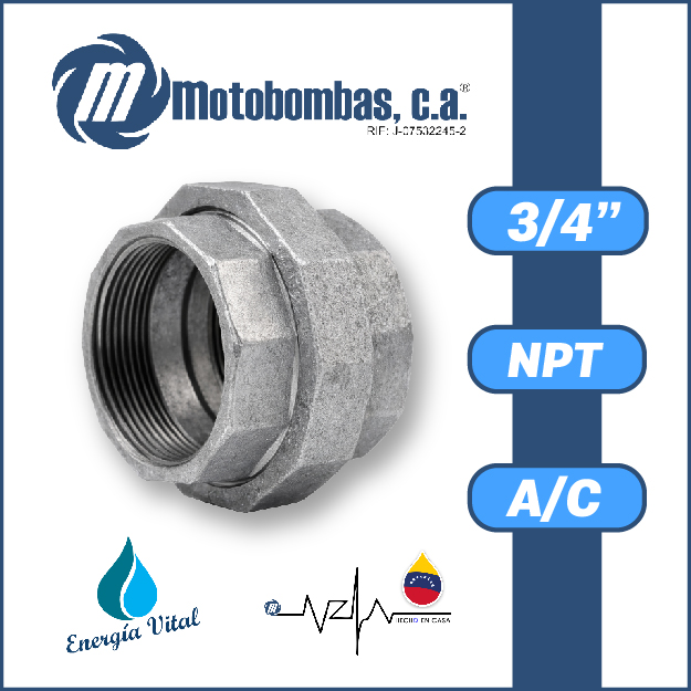 UNION UNIVERSAL A/C GALVANIZADA SERIE VAR MOD.    3/4"
