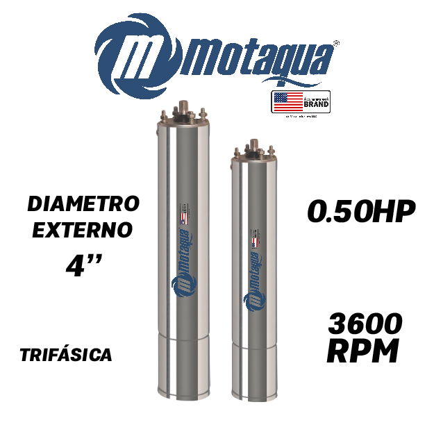 MOTOR SUMERGIBLE TF MOTAQUA  4" SERIE MTS MOD. T4ORSF05K   0,50HP 3PH/460V/60HZ/2P 3600RPM 3W DOL NEMA4 OF-R  450LBF