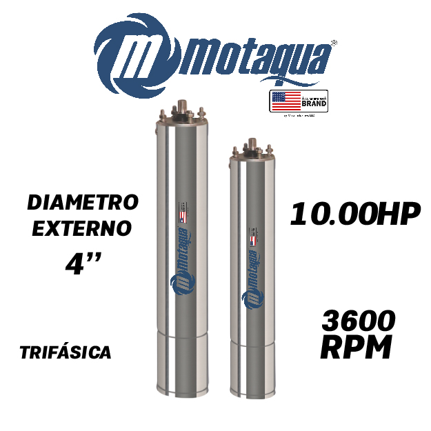 MOTOR SUMERGIBLE TF MOTAQUA 4" SERIE MTS MOD. T4ORSF100K  10,00HP 3PH/460V/60HZ/2P 3600RPM 3W DOL NEMA4 OF-R  1.000LBF