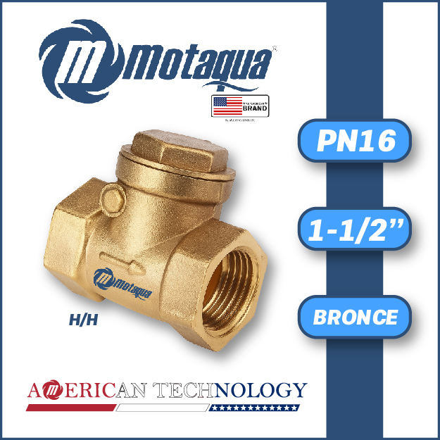VALVULA     RETENCION   HORIZONTAL MOTAQUA SERIE MFD PN16 ROSCADA H/H PESADO BRONCE A MOD.  1-1/2"
