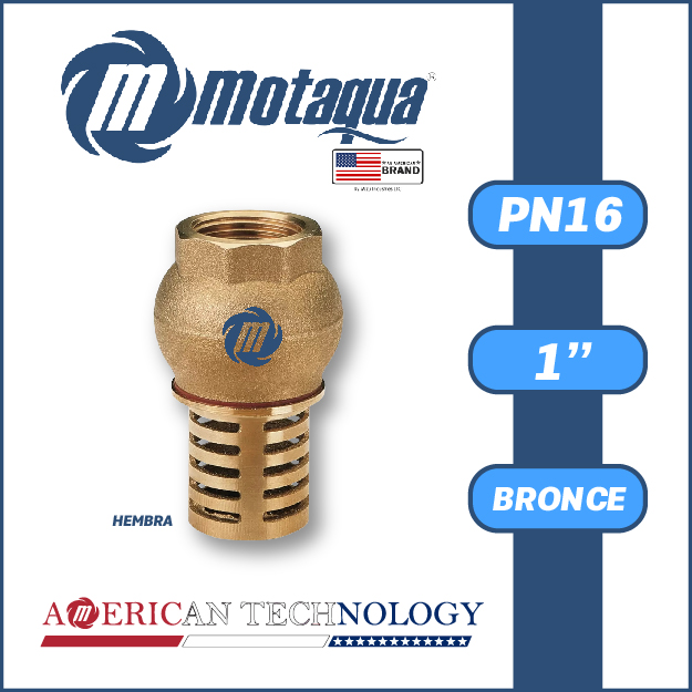 VALVULA    RETENCION PIE MOTAQUA SERIE MFD PN16 ROSCADA H C/COLADOR PESADO BRONCE A MOD.  1"