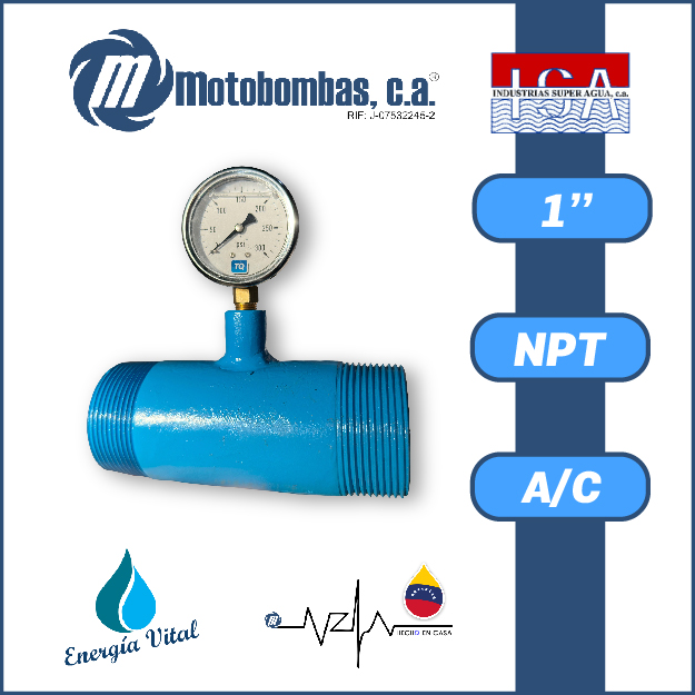NIPLE CORTO P/MANOMETRO A/C ASTM A53 SCH 40 CONEXION 1/4" SERIE ISA MOD.   1"