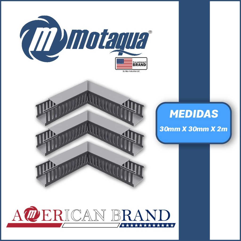 CANALETA PLASTICA RANURADA MARCA MOTAQUA SERIE MUX MOD. MSP108 30MMX30MMX2M