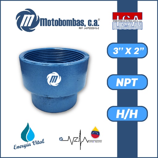 [3993ISA-COPA0R020H030H-ACERO] REDUCCION A/C ROSCADA SERIE ISA MOD. H/H  3" X 2"