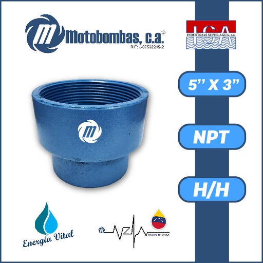 [3993ISA-COPA0R030H050H-ACERO] REDUCCION A/C ROSCADA SERIE ISA MOD. H/H  5" X 3"