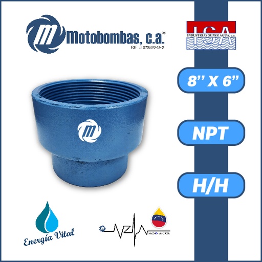 [3993ISA-COPA0R060H080H-ACERO] REDUCCION A/C ROSCADA SERIE ISA MOD. H/H  8" X 6"