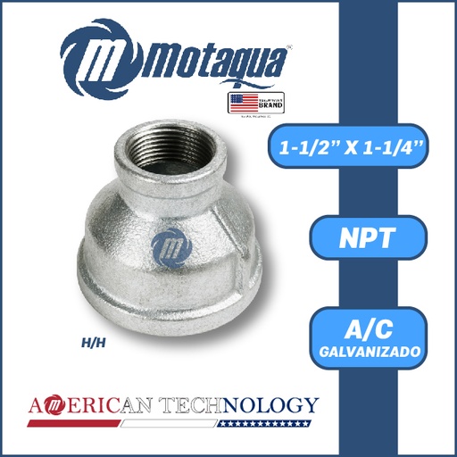[3993VAR-COPA0R012H015H-GALVANIZADA] REDUCCION A/C GALVANIZADA ROSCADA NPT SERIE VAR MOD. H/H    1-1/2" X 1-1/4"