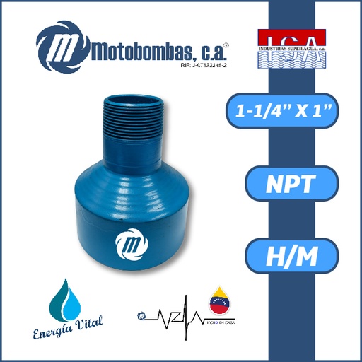 [3983ISA-COPA0R010M012H-ACERO] REDUCCION A/C ROSCADA SERIE ISA MOD. H/M    1-1/4 " X 1"