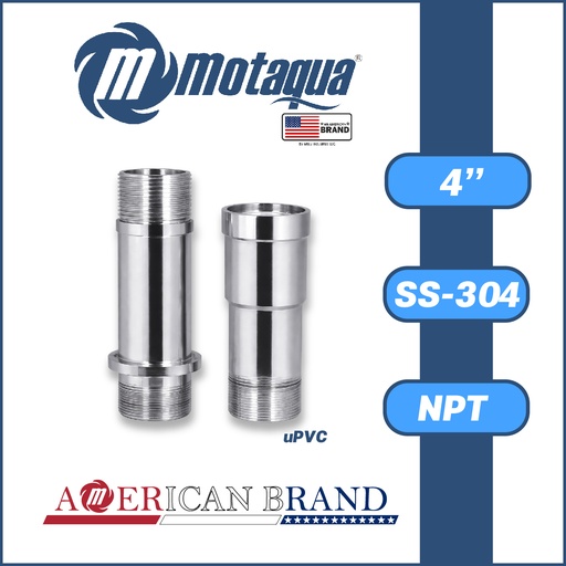 [5955MKD-ADAPSUPINSS400-SS304] ADAPTADOR COLUMNA uPVC MOTAQUA MKD TOP-BOTTON 4" SS-304