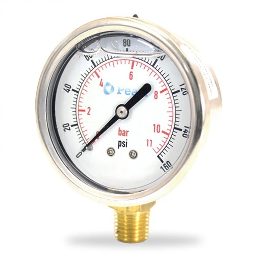 [6875VAR-TQ-H-MG0-100] MANOMETRO DE GLICERINA MARCA TQ MOD. TQ-H-MG0 0-100PSI 2-1/2" CONEXION NPT 1/4" 