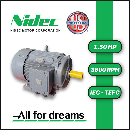 [7905USM-5US001523T0080M-0AI1] MOTOR HORIZONTAL   1,50HP 3600RPM US MOTORS MELC1E1M / ELC104S 3PH 220-440V 2P SF 1,15 9W DOL 80M2 TEFC IEC-IE2 CI
