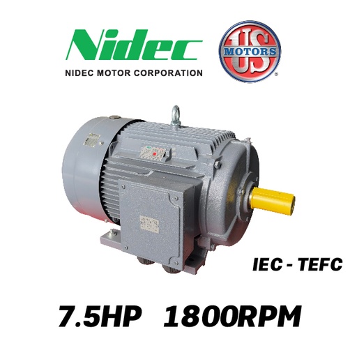 [7905USM-5US007543T112M2-0AI1] MOTOR HORIZONTAL   7,50HP 1800RPM US MOTORS MELC5E2M / ELC123S 3PH 220-440V 4P SF 1,15 9W DOL 112M2 TEFC IEC-IE2 CI