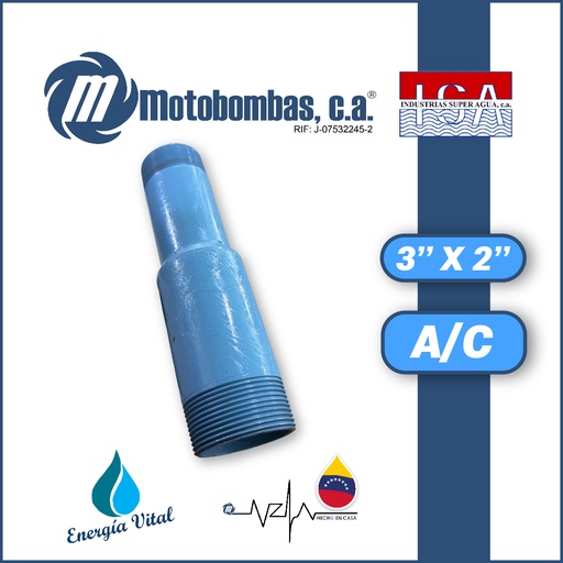 [3973ISA-NIPLER020M030M-ACERO] NIPLE REDUCIDO ACERO AL CARBONO 3" X 2"