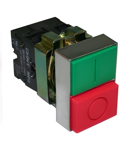 [6325VAR-CHT-NP2 - BL8325] PULSADOR DOBLE MANDO METALICO 1NO+1NC  MARCA CHINT  MOD.  NP2-BL8325  22MM