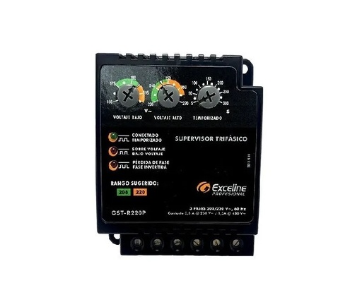 [6625GEN-GST-R220P] SUPERVISOR DE VOLTAJE SUPERVISOR DE VOLTAJE TRIFASICO MARCA EXCELINE MOD. GST-R220P  220V