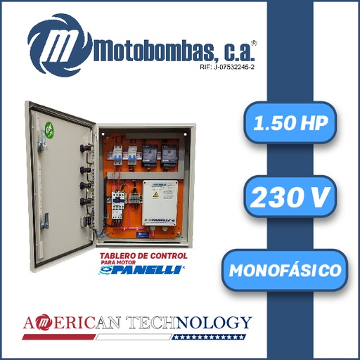 [6013MDE-PP015CON3XN230-MI55] TABLERO DE CONTROL Y POTENCIA P/MOTOR PANELLI MF SERIE MDE MOD. TAM015    1,50HP 1PH/230V