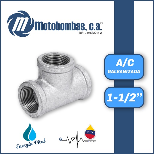 [3815VAR-TEE09R015H015H-1020] TEE A/C GALVANIZADA SERIE VAR MOD.  1-1/2"