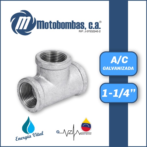 [3815VAR-TEE09R012H012H-1020] TEE A/C GALVANIZADA SERIE VAR MOD.   1-1/4"