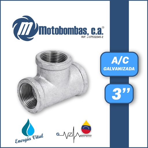 [3815VAR-TEE09R030H030H-1020] TEE A/C GALVANIZADA SERIE VAR MOD.  3"