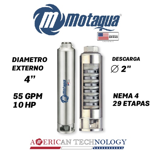 [5505MTS-0554TS010029CX-PF01] CUERPO SUMERGIBLE MOTAQUA  4"  SERIE MTS MOD. 554TS10029   55GPM 10,00HP 29ET 2"NPT NEMA4
